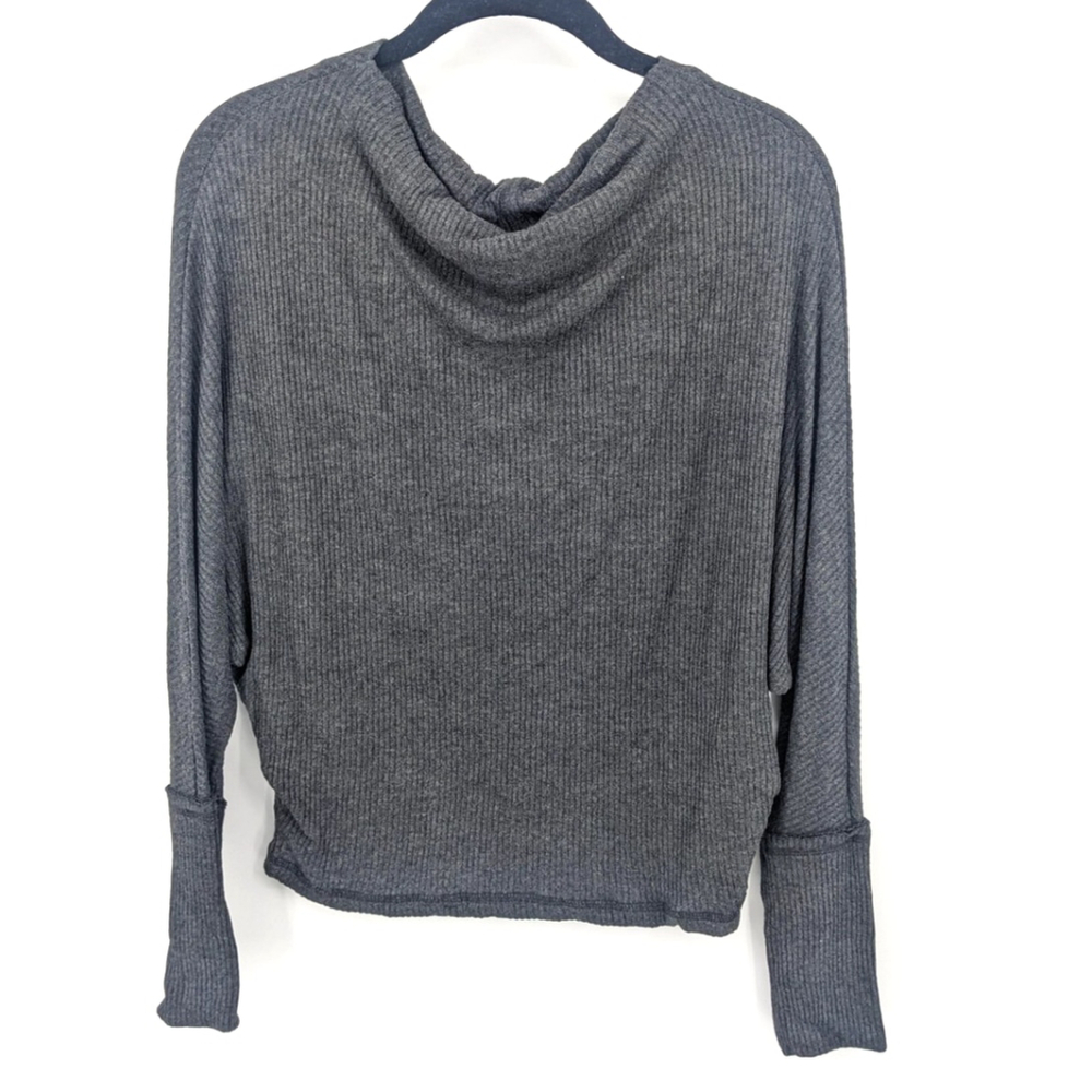 Elan Sweater Womens‎ One Size Gray Ribbed Cowl Neck Dolman Sleeve Boho USA